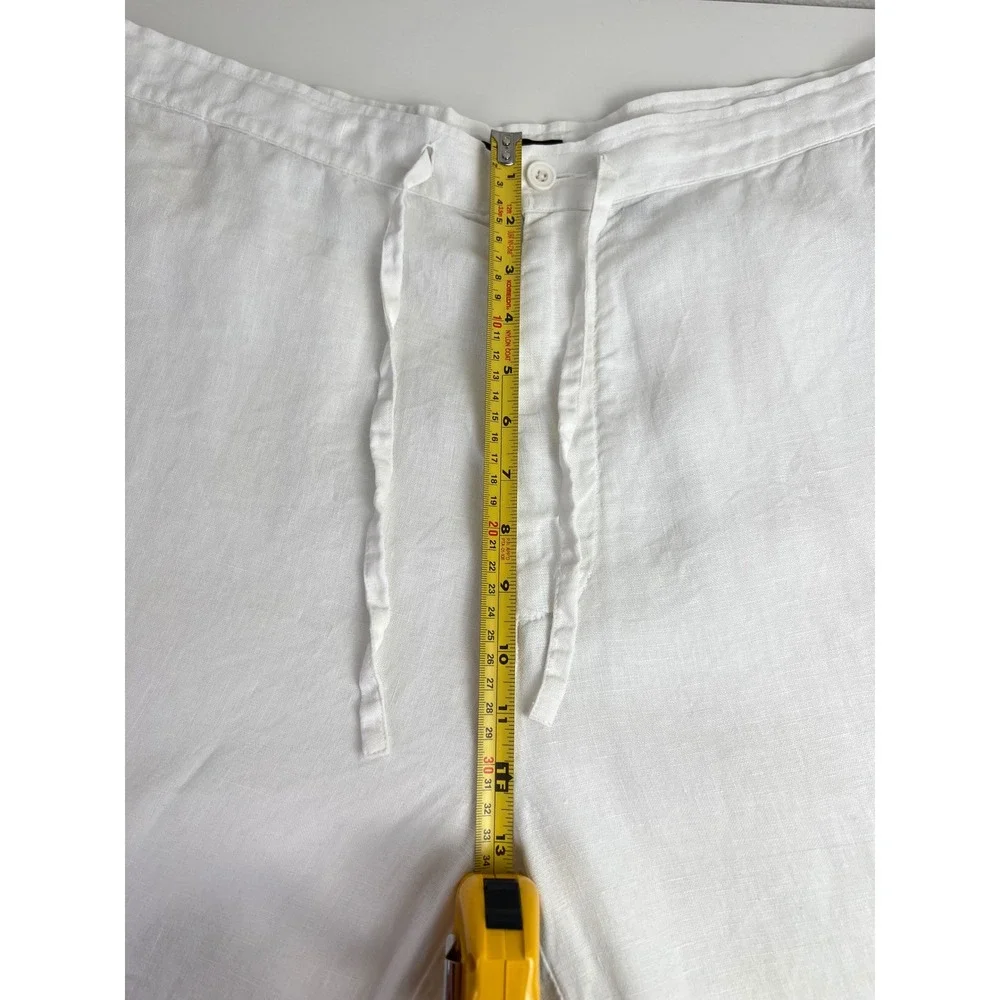 Brandini Mens XL White 100% Linen Drawstring Straight‎ Leg Pants Beach Resort